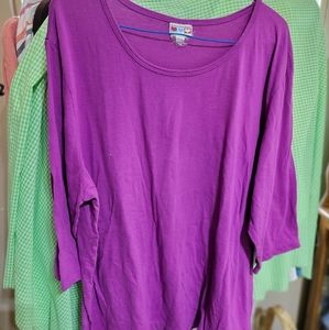 (2587)American Sweethearts, T-shirt pit to pit 27 in.purple , 3/4 length sleeves